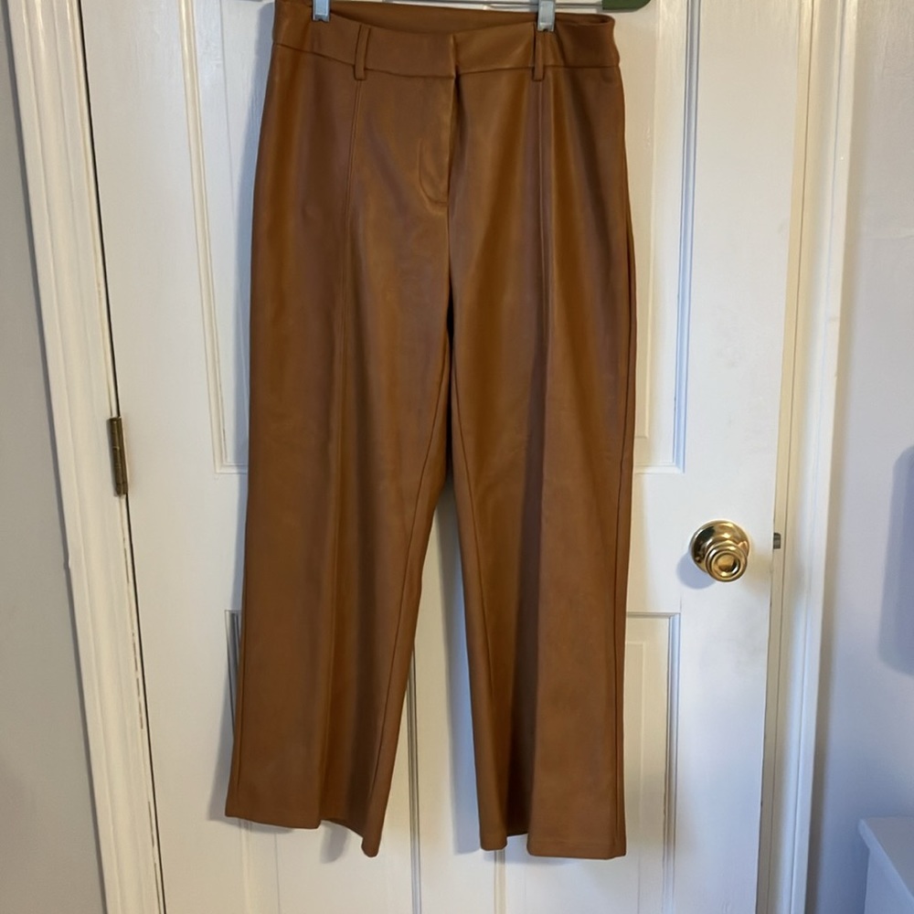 7 for All Mankind pleather vegan wide leg high rise faux leather pants S